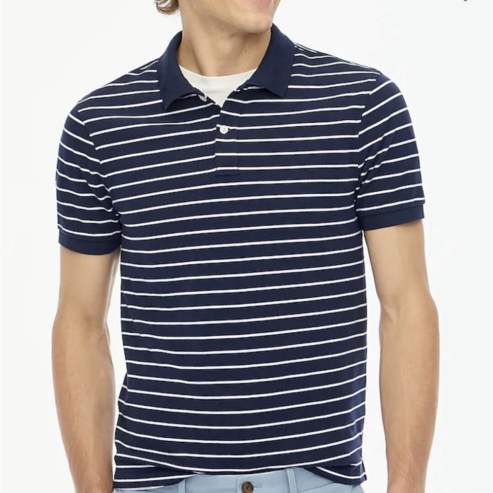 J. Crew Striped Flex Piqué Polo Shirt